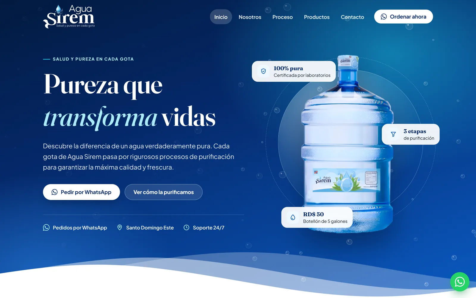 Agua Sirem: brand website with ordering — website screenshot