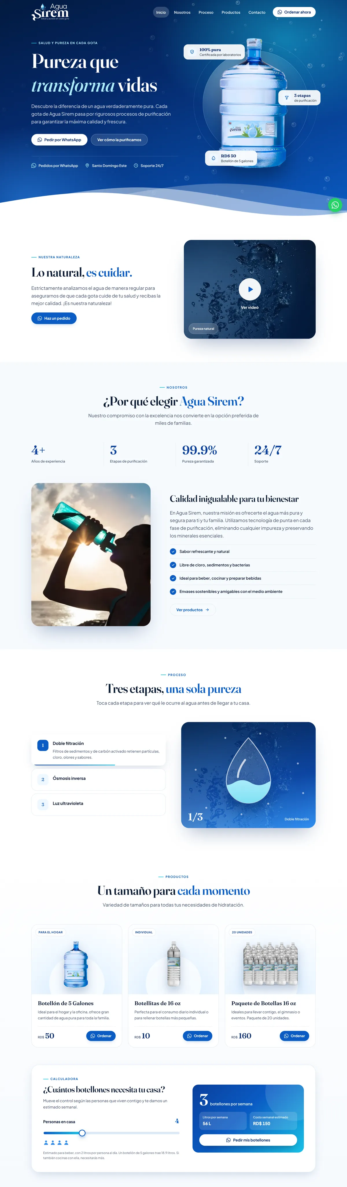 aguasirem.com home page: purified water