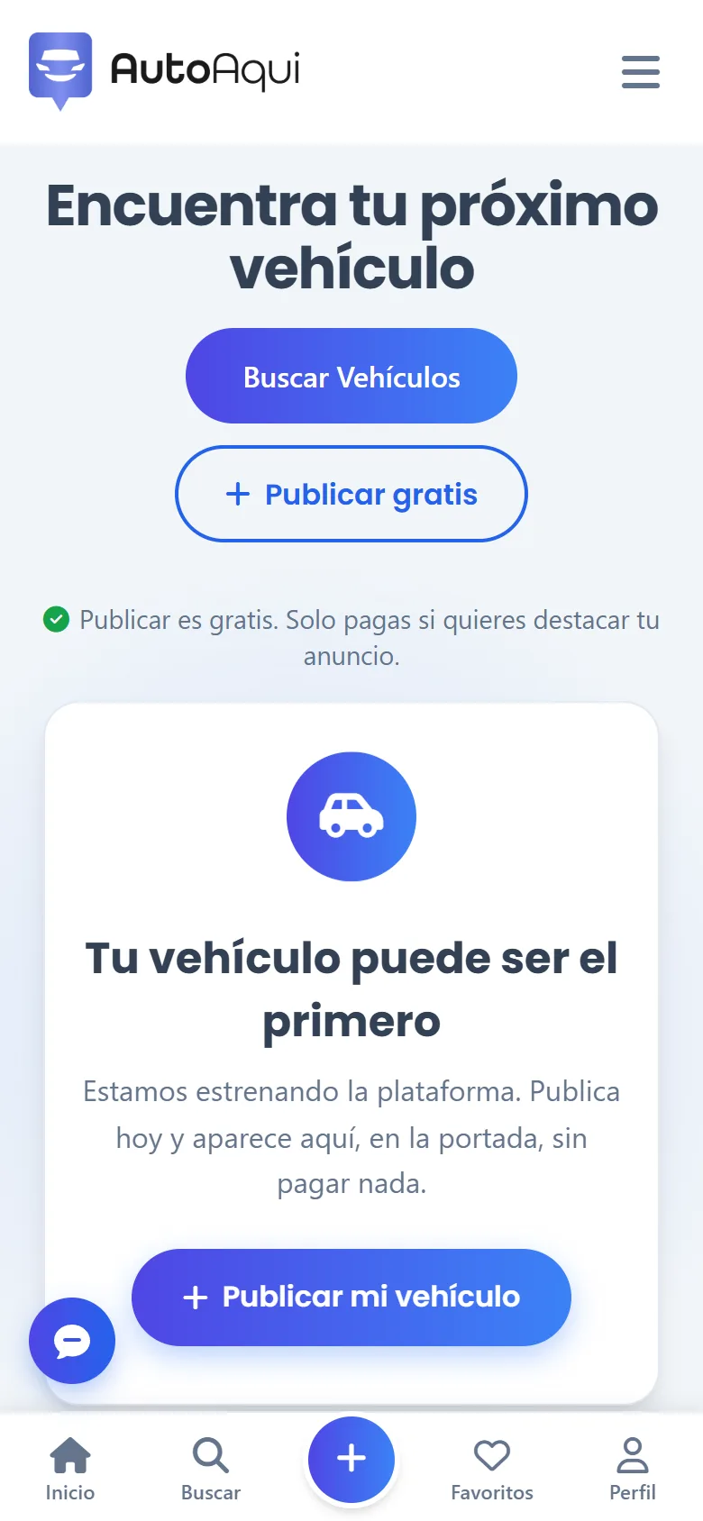 autoaqui.com on a phone, with its bottom navigation bar