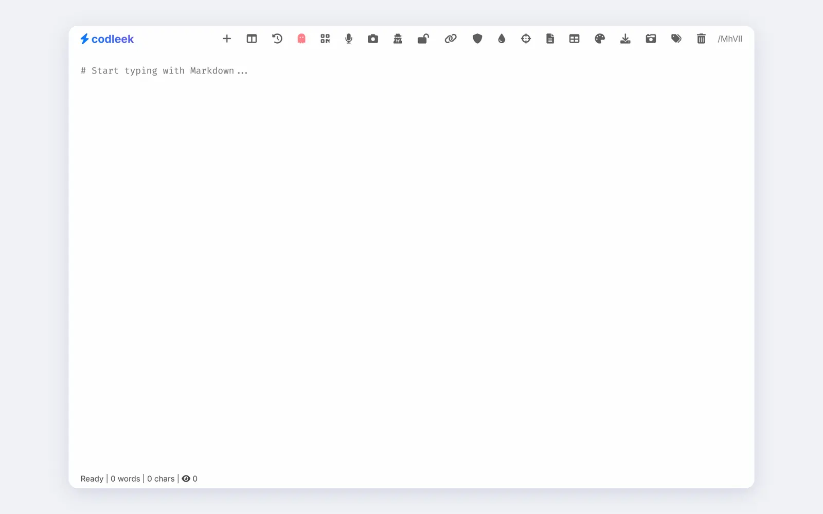 Codleek: online Markdown notes editor — website screenshot