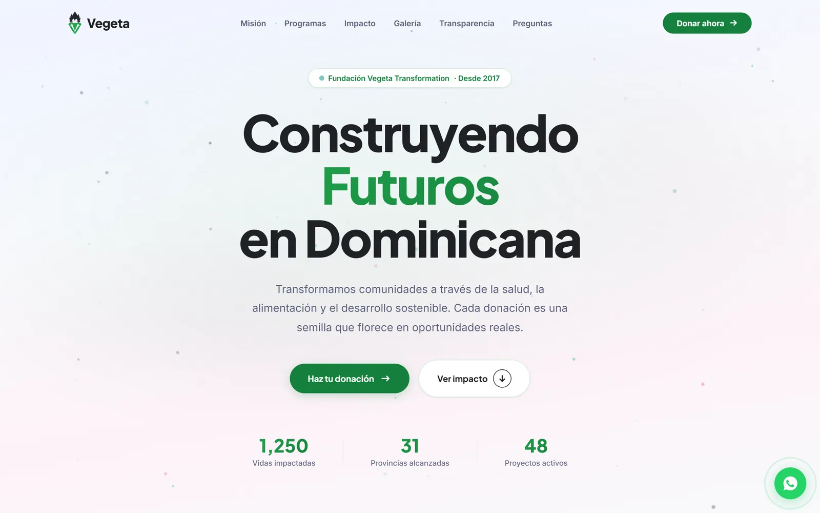 Fundación Vegeta: nonprofit site with donations — website screenshot