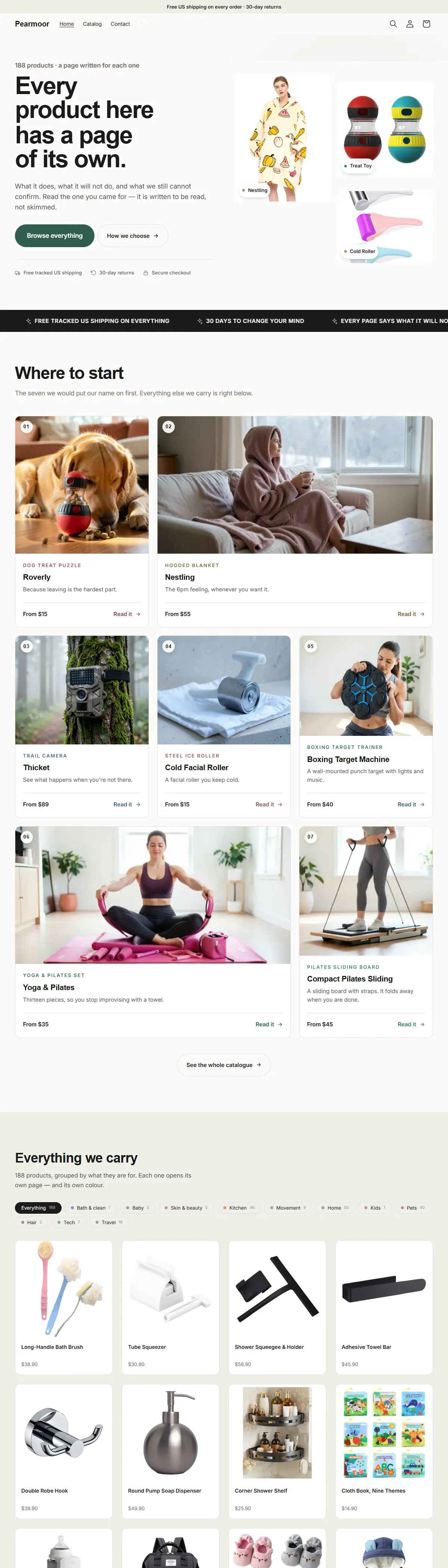 pearmoor.com home page: a store where every product has its own page